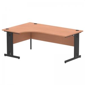 Impulse 1800mm Left Crescent Office Desk Beech Top Black Cable Managed