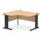 Impulse 1400mm Left Crescent Office Desk Maple Top Black Cable Managed Leg I004550