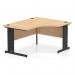 Impulse 1400mm Right Crescent Office Desk Maple Top Black Cable Managed Leg I004551