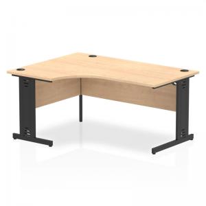 Impulse 1600mm Left Crescent Office Desk Maple Top Black Cable Managed