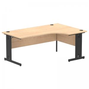 Impulse 1800mm Right Crescent Office Desk Maple Top Black Cable