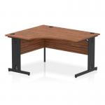 Impulse 1400mm Left Crescent Office Desk Walnut Top Black Cable Managed Leg I004557