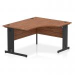 Impulse 1400mm Right Crescent Office Desk Walnut Top Black Cable Managed Leg I004558