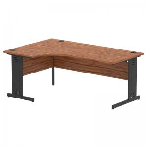 Impulse 1800mm Left Crescent Office Desk Walnut Top Black Cable