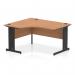 Impulse 1400mm Left Crescent Office Desk Oak Top Black Cable Managed Leg I004564