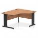 Impulse 1400mm Right Crescent Office Desk Oak Top Black Cable Managed Leg I004565