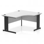 Impulse 1400mm Right Crescent Office Desk White Top Black Cable Managed Leg I004572