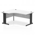 This image showcases a sleek and modern office desk. The 1600mm left crescent shape provides ample workspace, while the white top and black cable managed leg create a stunning contrast. The dynamic design is perfect for any contemporary workspace.
