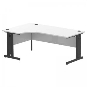 Impulse 1800mm Left Crescent Office Desk White Top Black Cable Managed