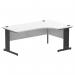 Impulse 1800mm Right Crescent Office Desk White Top Black Cable Managed Leg I004576