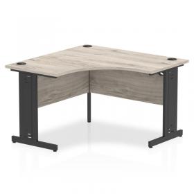 Impulse 1200mm Corner Office Desk Grey Oak Top Black Cable Managed Leg I004577