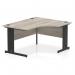 Impulse 1400mm Right Crescent Office Desk Grey Oak Top Black Cable Managed Leg I004579