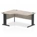 Impulse 1600mm Left Crescent Office Desk Grey Oak Top Black Cable Managed Leg I004580