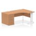 Impulse 1400mm Right Crescent Office Desk Oak Top White Cable Managed Leg Workstation 800 Deep Desk High Pedestal I004609