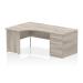 Impulse 1400mm Left Crescent Office Desk Grey Oak Top Panel End Leg Workstation 800 Deep Desk High Pedestal I004614