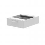 The photo captures a sleek and modern white fixed pedestal with 1 drawer, perfect for any dynamic workspace. The clean lines and sturdy design make it perfect for organizing and storing essentials.