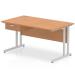 Impulse 1400 x 800mm Straight Office Desk Oak Top Silver Cantilever Leg Workstation 1 x 1 Drawer Fixed Pedestal I004648