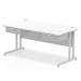 Impulse 1600 x 800mm Straight Office Desk White Top Silver Cantilever Leg Workstation 2 x 1 Drawer Fixed Pedestal I004663