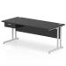 Impulse 1800 x 800mm Straight Office Desk Black Top Silver Cantilever Leg Workstation 1 x 1 Drawer Fixed Pedestal I004666