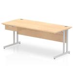 Impulse 1800 x 800mm Straight Office Desk Maple Top Silver Cantilever Leg Workstation 1 x 1 Drawer Fixed Pedestal I004668