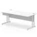 Impulse 1800 x 800mm Straight Office Desk White Top Silver Cantilever Leg Workstation 1 x 1 Drawer Fixed Pedestal I004670