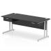 Impulse 1800 x 800mm Straight Office Desk Black Top Silver Cantilever Leg Workstation 2 x 1 Drawer Fixed Pedestal I004673