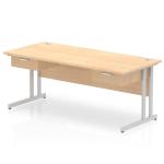Impulse 1800 x 800mm Straight Office Desk Maple Top Silver Cantilever Leg Workstation 2 x 1 Drawer Fixed Pedestal I004675