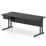 Impulse 1800 x 800mm Straight Office Desk Black Top Black Cantilever Leg Workstation 1 x 1 Drawer Fixed Pedestal I004708