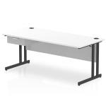 Impulse 1800 x 800mm Straight Office Desk White Top Black Cantilever Leg Workstation 1 x 1 Drawer Fixed Pedestal I004712