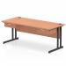 Impulse 1800 x 800mm Straight Office Desk Beech Top Black Cantilever Leg Workstation 2 x 1 Drawer Fixed Pedestal I004714