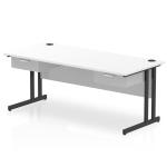 Impulse 1800 x 800mm Straight Office Desk White Top Black Cantilever Leg Workstation 2 x 1 Drawer Fixed Pedestal I004719