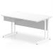 Impulse 1400 x 800mm Straight Office Desk White Top White Cantilever Leg Workstation 1 x 1 Drawer Fixed Pedestal I004733
