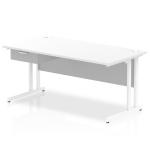Impulse 1600 x 800mm Straight Office Desk White Top White Cantilever Leg Workstation 1 x 1 Drawer Fixed Pedestal I004740