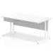 Impulse 1600 x 800mm Straight Office Desk White Top White Cantilever Leg Workstation 1 x 1 Drawer Fixed Pedestal I004740