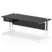 Impulse 1800 x 800mm Straight Office Desk Black Top White Cantilever Leg Workstation 1 x 1 Drawer Fixed Pedestal I004750