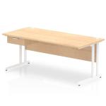 Impulse 1800 x 800mm Straight Office Desk Maple Top White Cantilever Leg Workstation 1 x 1 Drawer Fixed Pedestal I004752