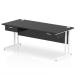 Impulse 1800 x 800mm Straight Office Desk Black Top White Cantilever Leg Workstation 2 x 1 Drawer Fixed Pedestal I004757