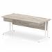 Impulse 1800 x 800mm Straight Office Desk Grey Oak Top White Cantilever Leg Workstation 2 x 1 Drawer Fixed Pedestal I004758