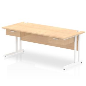 Impulse 1800 x 800mm Straight Office Desk Maple Top White Cantilever