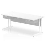 Impulse 1800 x 800mm Straight Office Desk White Top White Cantilever Leg Workstation 2 x 1 Drawer Fixed Pedestal I004761