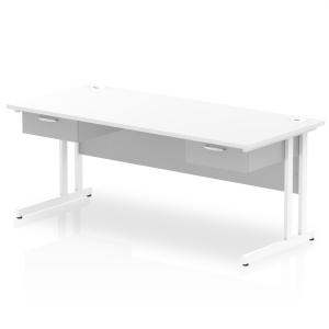 Impulse 1800 x 800mm Straight Office Desk White Top White Cantilever