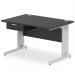 Impulse 1200 x 800mm Straight Office Desk Black Top Silver Cable Managed Leg Workstation 1 x 1 Drawer Fixed Pedestal I004764