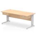 Impulse 1800 x 800mm Straight Office Desk Maple Top Silver Cable Managed Leg Workstation 2 x 1 Drawer Fixed Pedestal I004801