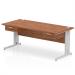 Impulse 1800 x 800mm Straight Office Desk Walnut Top Silver Cable Managed Leg Workstation 2 x 1 Drawer Fixed Pedestal I004804
