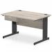 Impulse 1200 x 800mm Straight Office Desk Grey Oak Top Black Cable Managed Leg Workstation 1 x 1 Drawer Fixed Pedestal I004807