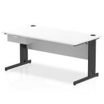 Impulse 1600 x 800mm Straight Office Desk White Top Black Cable Managed Leg Workstation 1 x 1 Drawer Fixed Pedestal I004824