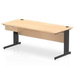 Impulse 1800 x 800mm Straight Office Desk Maple Top Black Cable Managed Leg Workstation 1 x 1 Drawer Fixed Pedestal I004836