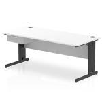 Impulse 1800 x 800mm Straight Office Desk White Top Black Cable Managed Leg Workstation 1 x 1 Drawer Fixed Pedestal I004838