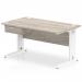 Impulse 1400 x 800mm Straight Office Desk Grey Oak Top White Cable Managed Leg Workstation 1 x 1 Drawer Fixed Pedestal I004856