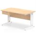 Impulse 1400 x 800mm Straight Office Desk Maple Top White Cable Managed Leg Workstation 1 x 1 Drawer Fixed Pedestal I004857